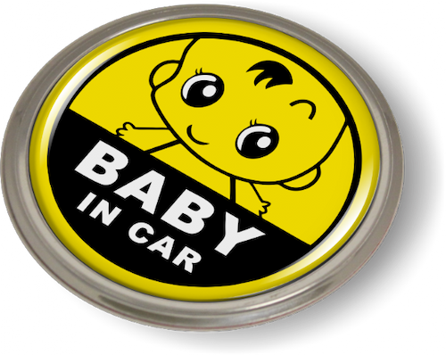 Baby In Car 3D Domed Emblem